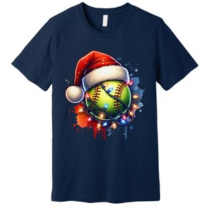 Christmas Softball Holiday Softball Player Xmas Premium T-Shirt