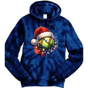 Christmas Softball Holiday Softball Player Xmas Tie Dye Hoodie