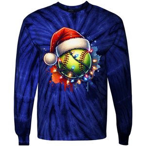 Christmas Softball Holiday Softball Player Xmas Tie-Dye Long Sleeve Shirt