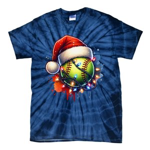 Christmas Softball Holiday Softball Player Xmas Tie-Dye T-Shirt