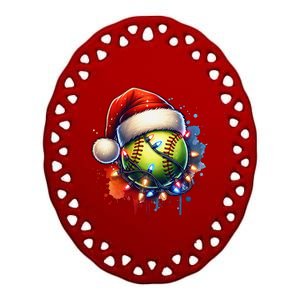 Christmas Softball Holiday Softball Player Xmas Ceramic Oval Ornament