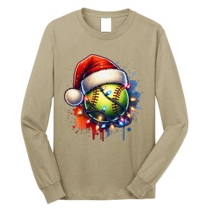 Christmas Softball Holiday Softball Player Xmas Long Sleeve Shirt