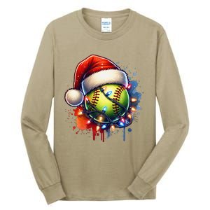 Christmas Softball Holiday Softball Player Xmas Tall Long Sleeve T-Shirt