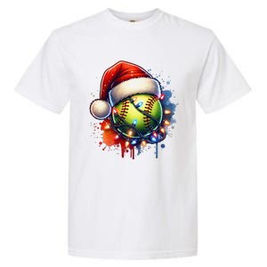 Christmas Softball Holiday Softball Player Xmas Garment-Dyed Heavyweight T-Shirt