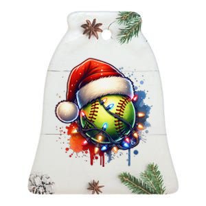 Christmas Softball Holiday Softball Player Xmas Ceramic Bell Ornament