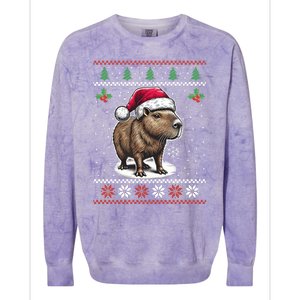 Capybara Santa Hat Ugly Christmas Sweater Xmas Colorblast Crewneck Sweatshirt