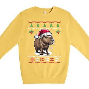 Capybara Santa Hat Ugly Christmas Sweater Xmas Premium Crewneck Sweatshirt