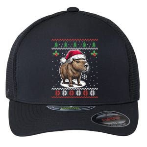 Capybara Santa Hat Ugly Christmas Sweater Xmas Flexfit Unipanel Trucker Cap