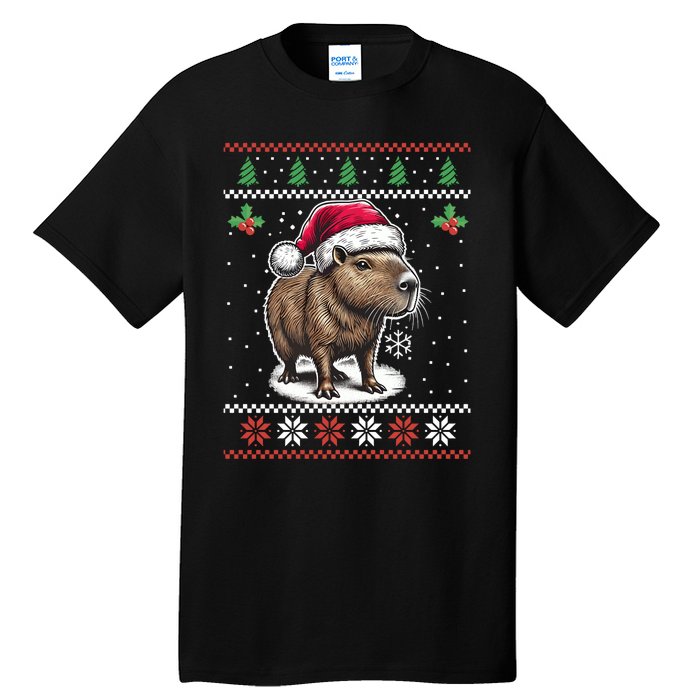 Capybara Santa Hat Ugly Christmas Sweater Xmas Tall T-Shirt