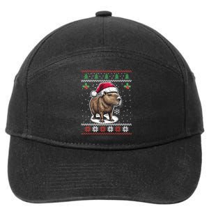 Capybara Santa Hat Ugly Christmas Sweater Xmas 7-Panel Snapback Hat