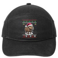 Capybara Santa Hat Ugly Christmas Sweater Xmas 7-Panel Snapback Hat