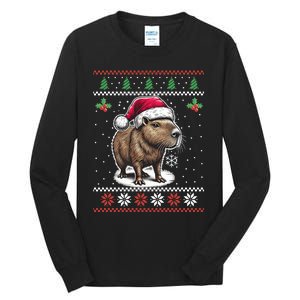 Capybara Santa Hat Ugly Christmas Sweater Xmas Tall Long Sleeve T-Shirt