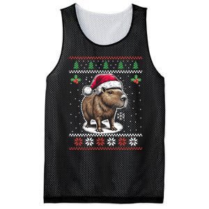 Capybara Santa Hat Ugly Christmas Sweater Xmas Mesh Reversible Basketball Jersey Tank