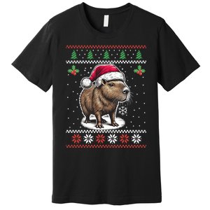 Capybara Santa Hat Ugly Christmas Sweater Xmas Premium T-Shirt