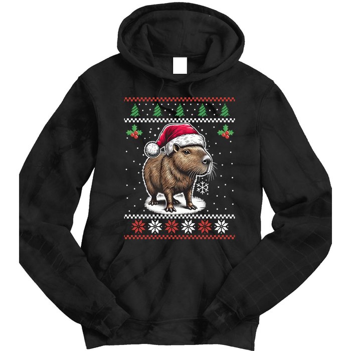 Capybara Santa Hat Ugly Christmas Sweater Xmas Tie Dye Hoodie