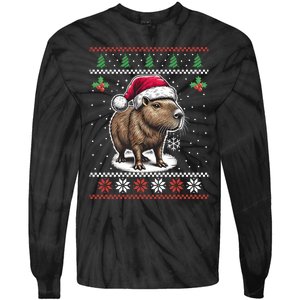 Capybara Santa Hat Ugly Christmas Sweater Xmas Tie-Dye Long Sleeve Shirt