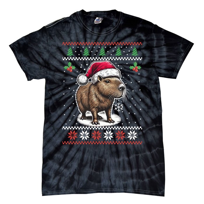 Capybara Santa Hat Ugly Christmas Sweater Xmas Tie-Dye T-Shirt