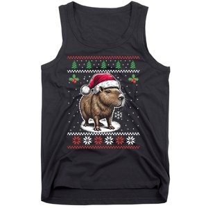 Capybara Santa Hat Ugly Christmas Sweater Xmas Tank Top