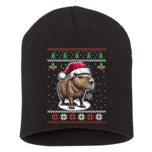 Capybara Santa Hat Ugly Christmas Sweater Xmas Short Acrylic Beanie