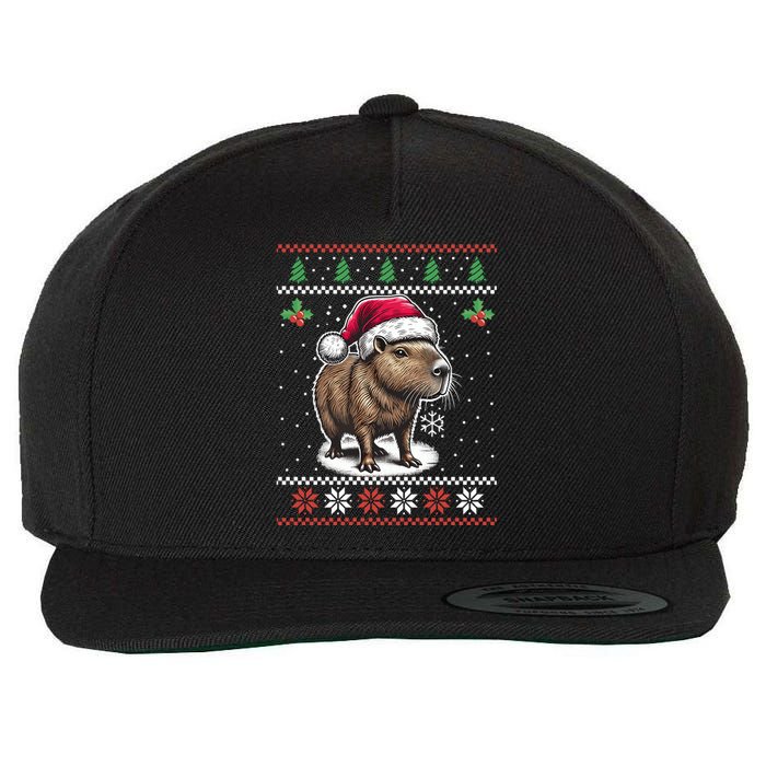 Capybara Santa Hat Ugly Christmas Sweater Xmas Wool Snapback Cap