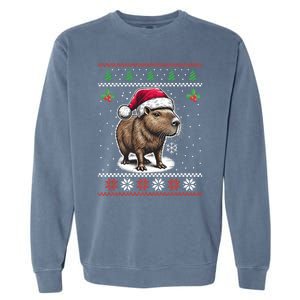 Capybara Santa Hat Ugly Christmas Sweater Xmas Garment-Dyed Sweatshirt