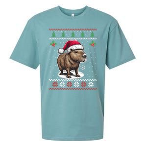 Capybara Santa Hat Ugly Christmas Sweater Xmas Sueded Cloud Jersey T-Shirt