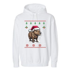 Capybara Santa Hat Ugly Christmas Sweater Xmas Garment-Dyed Fleece Hoodie