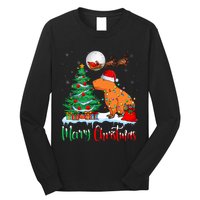 Capybara Santa Hat Xmas Tree Lights Merry Christmas Capybara Long Sleeve Shirt