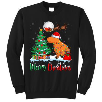 Capybara Santa Hat Xmas Tree Lights Merry Christmas Capybara Sweatshirt