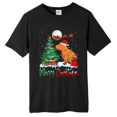 Capybara Santa Hat Xmas Tree Lights Merry Christmas Capybara Tall Fusion ChromaSoft Performance T-Shirt