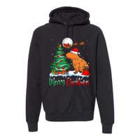 Capybara Santa Hat Xmas Tree Lights Merry Christmas Capybara Premium Hoodie