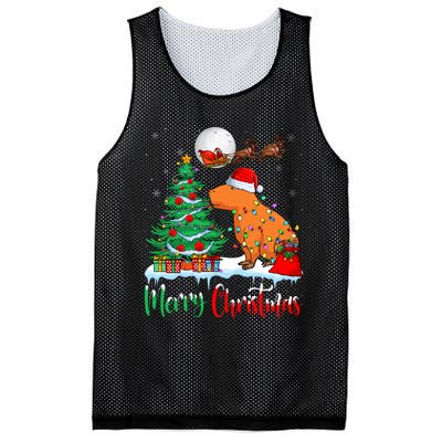 Capybara Santa Hat Xmas Tree Lights Merry Christmas Capybara Mesh Reversible Basketball Jersey Tank