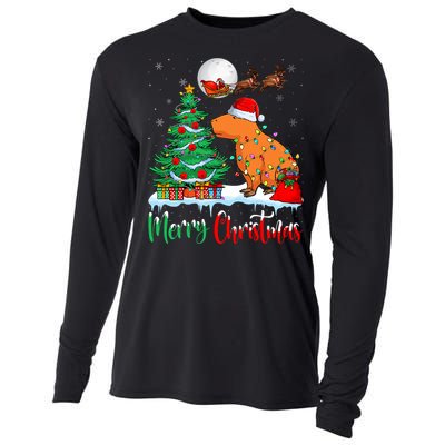 Capybara Santa Hat Xmas Tree Lights Merry Christmas Capybara Cooling Performance Long Sleeve Crew