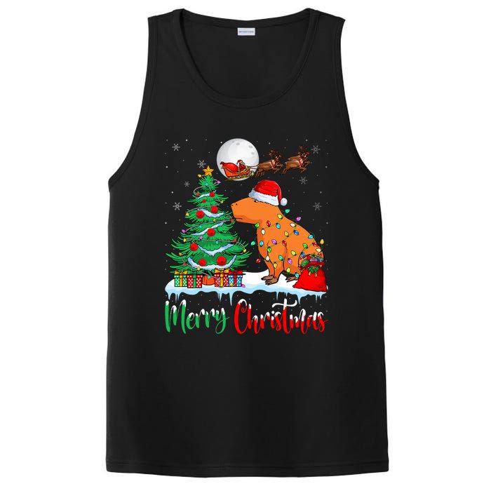 Capybara Santa Hat Xmas Tree Lights Merry Christmas Capybara PosiCharge Competitor Tank