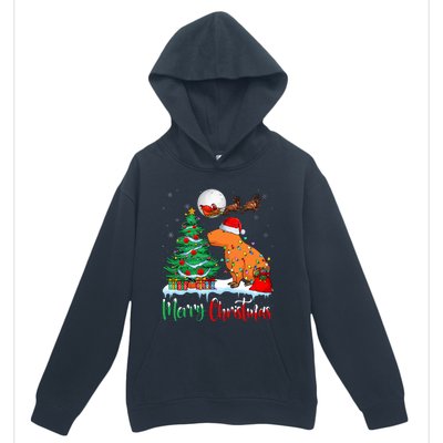 Capybara Santa Hat Xmas Tree Lights Merry Christmas Capybara Urban Pullover Hoodie