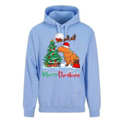 Capybara Santa Hat Xmas Tree Lights Merry Christmas Capybara Unisex Surf Hoodie