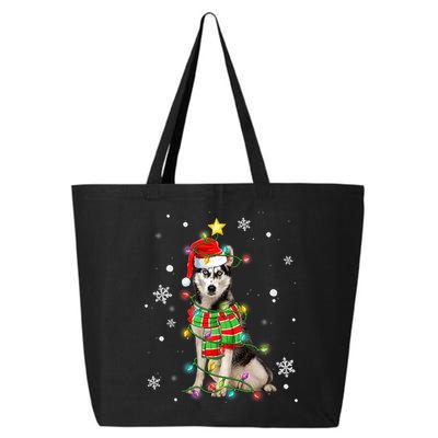 Cute Siberian Husky Dog Santa Christmas Tree Lights Xmas Gift 25L Jumbo Tote