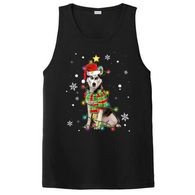 Cute Siberian Husky Dog Santa Christmas Tree Lights Xmas Gift PosiCharge Competitor Tank