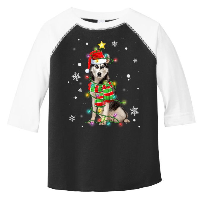 Cute Siberian Husky Dog Santa Christmas Tree Lights Xmas Gift Toddler Fine Jersey T-Shirt