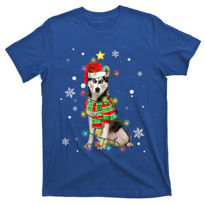 Cute Siberian Husky Dog Santa Christmas Tree Lights Xmas Gift T-Shirt