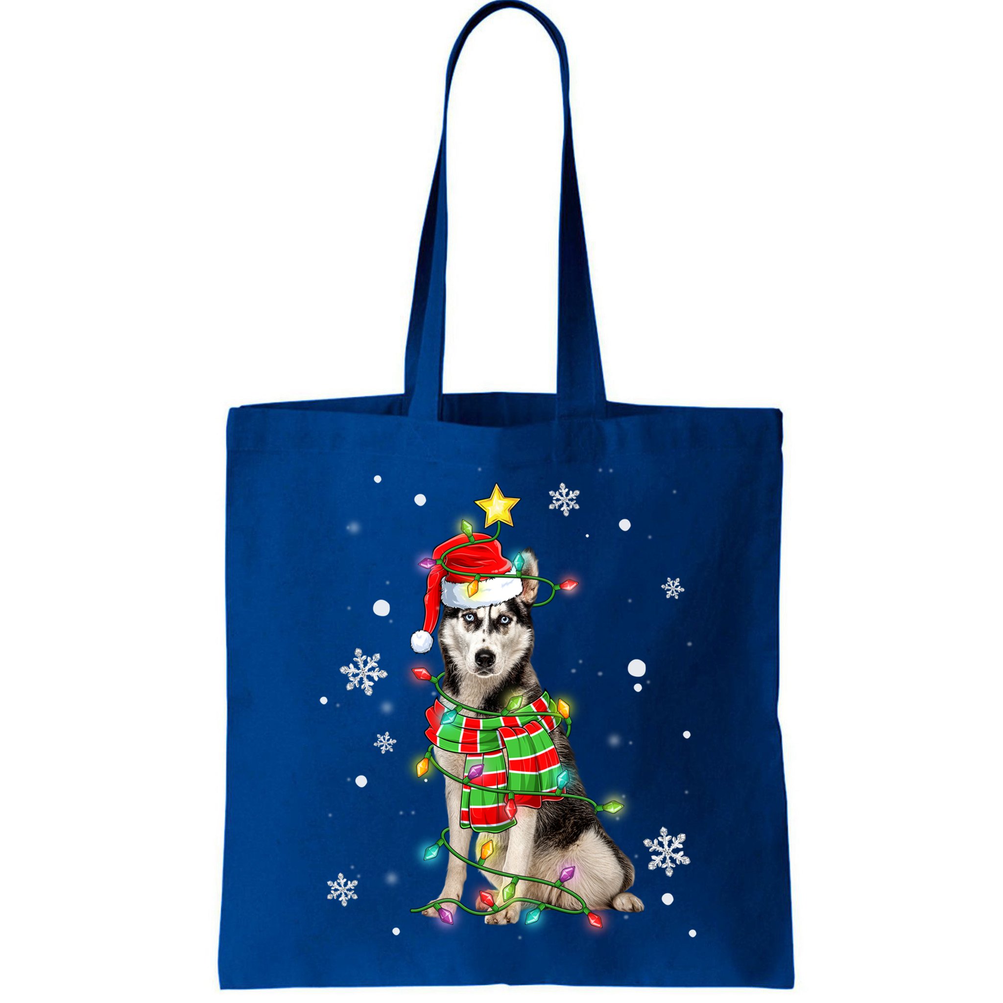 Cute Siberian Husky Dog Santa Christmas Tree Lights Xmas Gift Bag