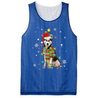 Cute Siberian Husky Dog Santa Christmas Tree Lights Xmas Gift Mesh Reversible Basketball Jersey Tank