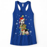 Cute Siberian Husky Dog Santa Christmas Tree Lights Xmas Gift Womens Tank Top