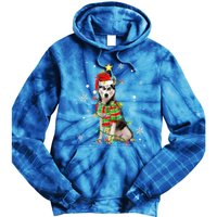 Cute Siberian Husky Dog Santa Christmas Tree Lights Xmas Gift Tie Dye Hoodie