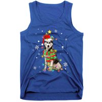 Cute Siberian Husky Dog Santa Christmas Tree Lights Xmas Gift Tank Top