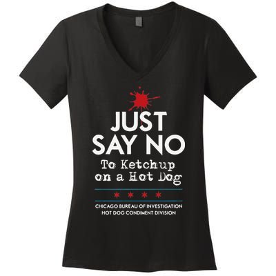 Chicago Style Hot Dog No Ketchup Women's V-Neck T-Shirt