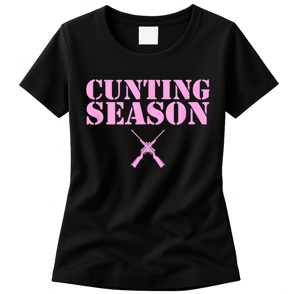 Cunting Season Hunting Counting Season Funny Womens T-Shirt