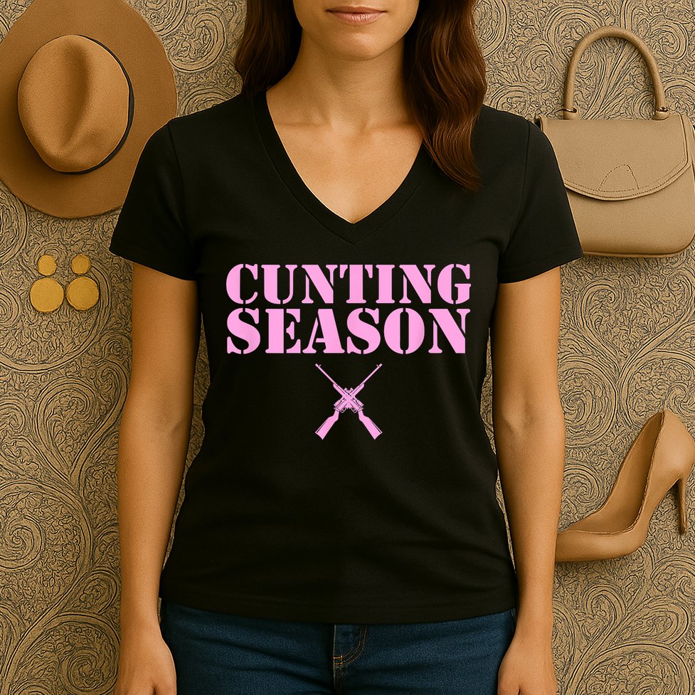 Cunting Season Hunting Counting Season Funny Women's V-Neck T-Shirt