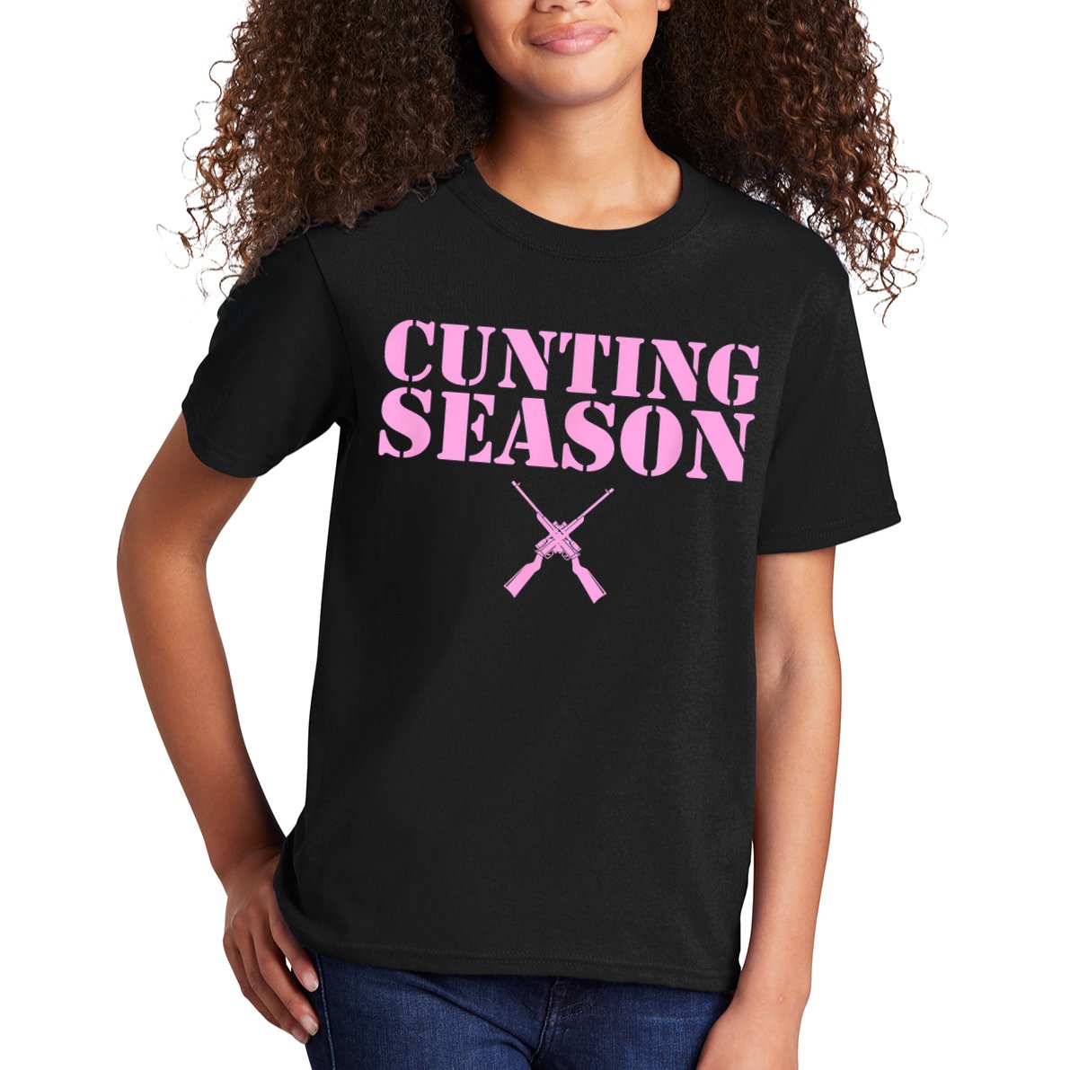 Cunting Season Hunting Counting Season Funny Kids T-Shirt