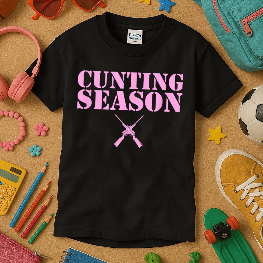 Cunting Season Hunting Counting Season Funny Kids T-Shirt